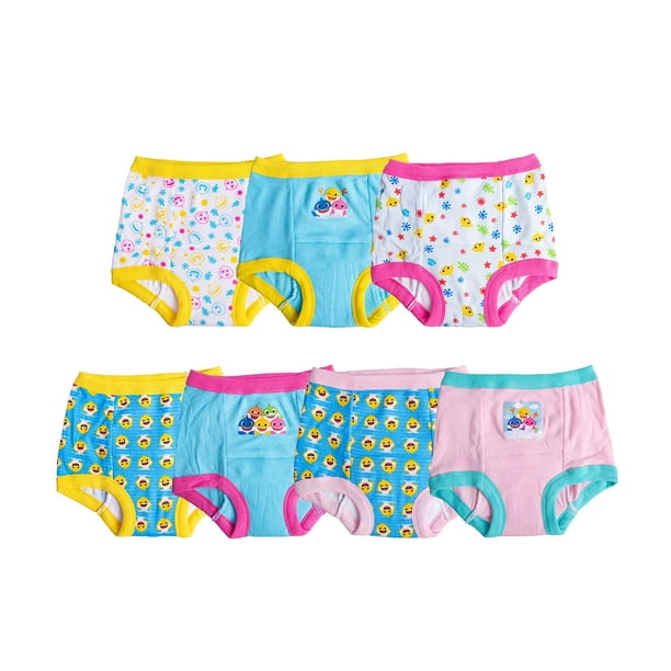 Baby Shark girls Potty Pant Multipacks Training Underwear, Shark Pink 7pk,  18 Months US 