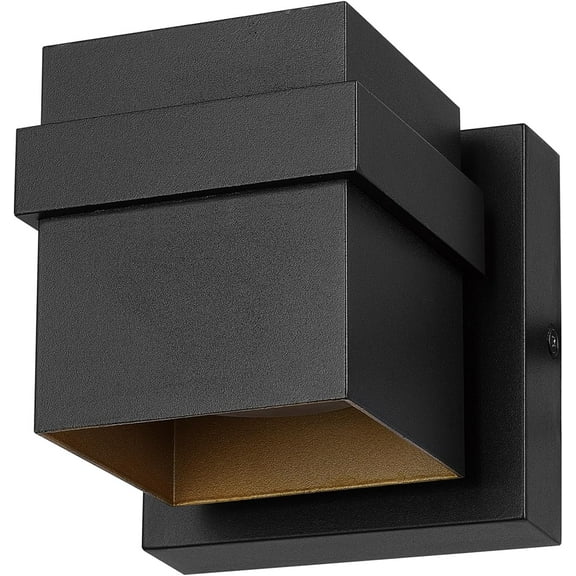 11.5W LED Integrated Outdoor Wall Sconce, Matte Black, Gold Accent, 400 Lumens, 3000 Kelvins, 90 CRI, Petite Structure, Outdoor Lighting Modern, Front Porch Décor