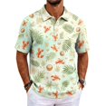 thumbnail image 2 of GrmtClth Tropical Polo Shirt For Men Mens Tropical Summer Polo Tropical Seashell Lobster Fun Crayfish Short Sleeve Light Beach Party Polo Apparel Outerwear Layered With Calm Ocean Graphic Lines Red S, 2 of 6