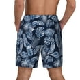 thumbnail image 3 of Kdxio Tropical Leaves Print Men's Swim Trunks with Compression Liner 7 Inch Inseam Quick Dry Swim Shorts, 3 of 7