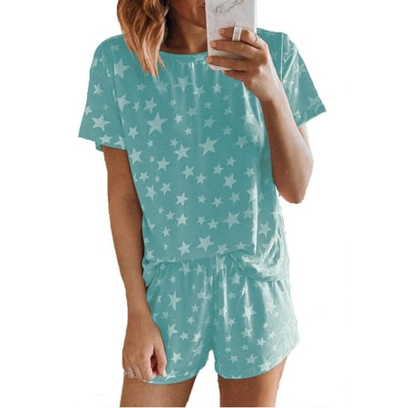

Lumento Comfy Pajamas Set For Women Cotton Sleepwear Set Summer Casual Short Sleeve Lounge Wear Suit Set Joggers PJ Sets Nightwear