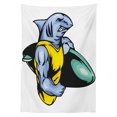thumbnail image 3 of Ambesonne Shark Tablecloth Rectangular Table Cover, Grumpy Surfer Muscle Body, 52"x70", Jade Green Pale Blue, 3 of 4