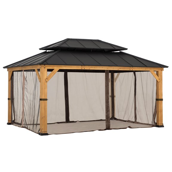 Sunjoy Replacement Mosquito Netting Panles,Waterproof 4-Panel Screen Walls for 12 x 16 ft Gazebo, Patio & Backyard Protection