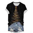 thumbnail image 5 of larppty Christmas Tshirts for Women 2025 Christmas Shirts Xmas Holiday Party Short Sleeve Pullover Tops (Yellow, M), 5 of 7