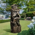 thumbnail image 4 of 3-Tier Rustic Tree Trunk Water Fountain with LED Lights for Outdoor Patio, Garden, and Backyard Decor, 4 of 5