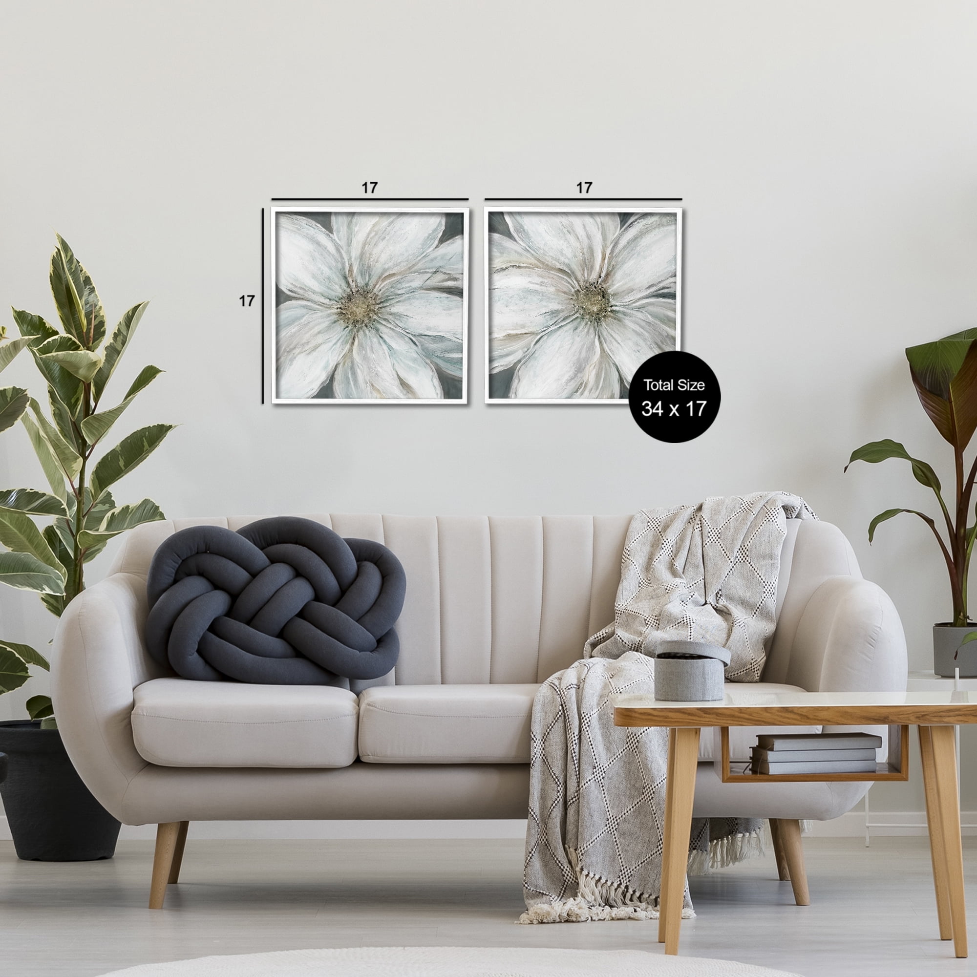 Stupell Industries Soft White Blossoms Closeup 2 Piece White Framed Giclee Art Set, design by Carol Robinson