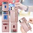 thumbnail image 3 of iPhone 12 Case with Card Holder for Women, iPhone 12 pro Phone Case Wallet with Strap Credit Card Slots Crossbody with Kickstand Zipper Case - Rose Gold, 3 of 14