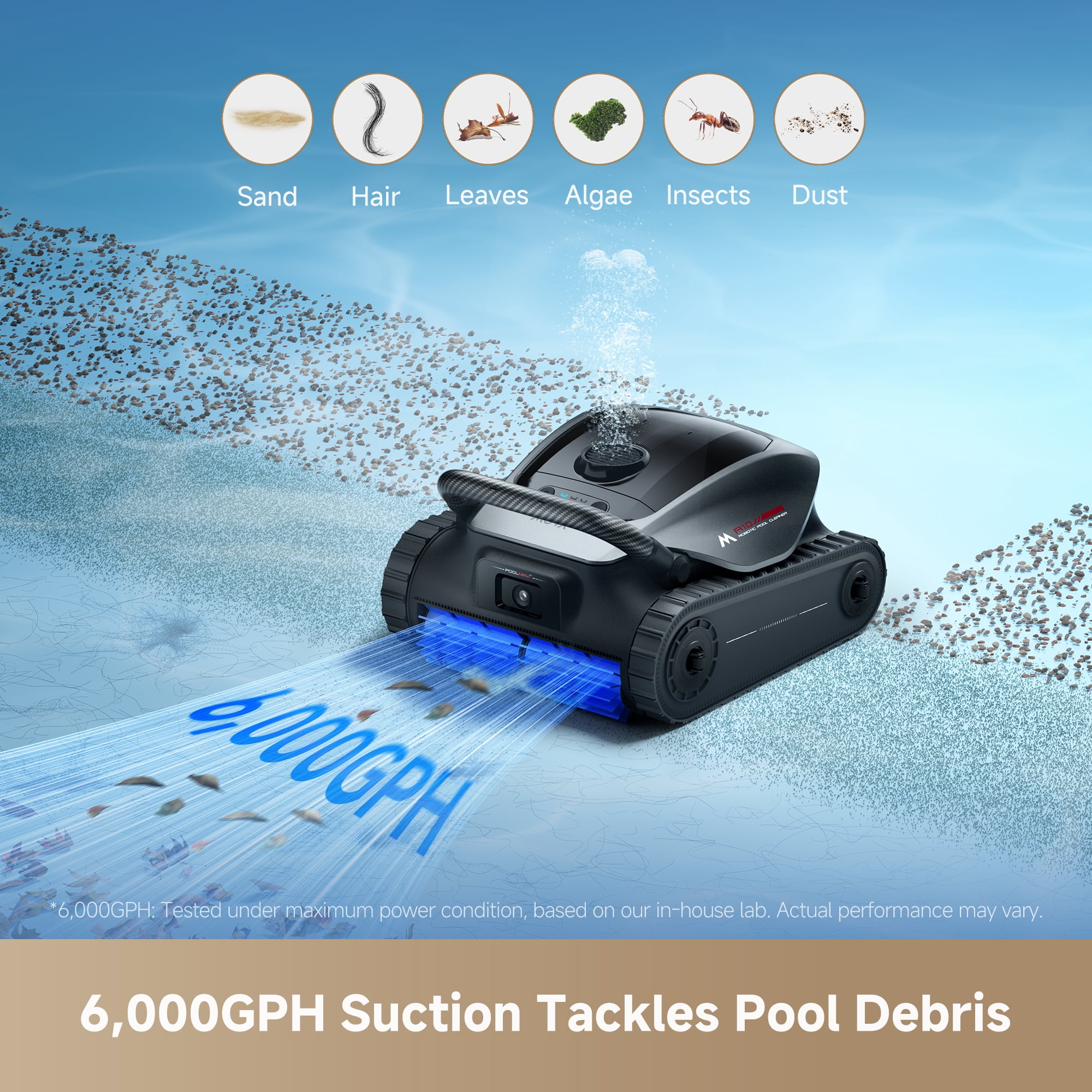 MOVA Diver A10 Cordless Robotic Automatic Pool Vacuum Cleaner, 6,000 GPH Suction for In-ground& Above-ground Pool Types