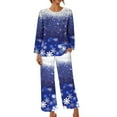 thumbnail image 6 of asdoklhq Cotton Pajamas for Women Ladies' Christmas Printed Casual Top Pants Pajama Set Blue XL, 6 of 6