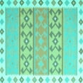 thumbnail image 1 of Ahgly Company Machine Washable Indoor Square Abstract Turquoise Blue Contemporary Area Rugs, 3' Square, 1 of 4