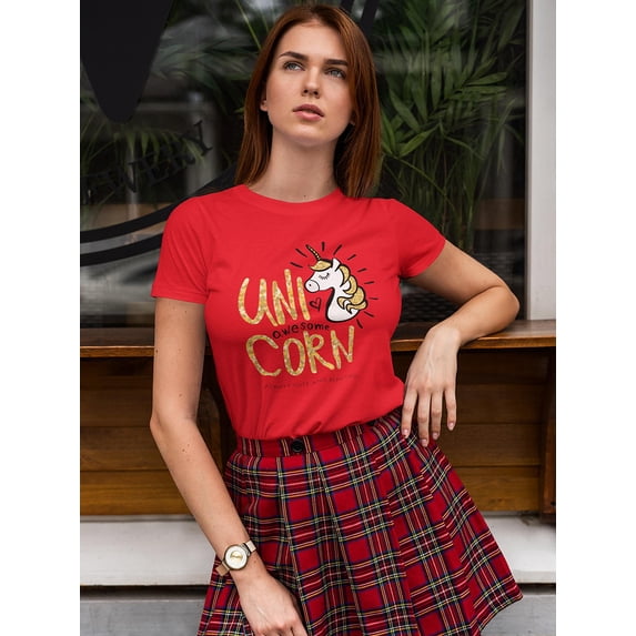 Unicorn Slogan Shaped T-Shirt Women -Image by Shutterstock, Female Large