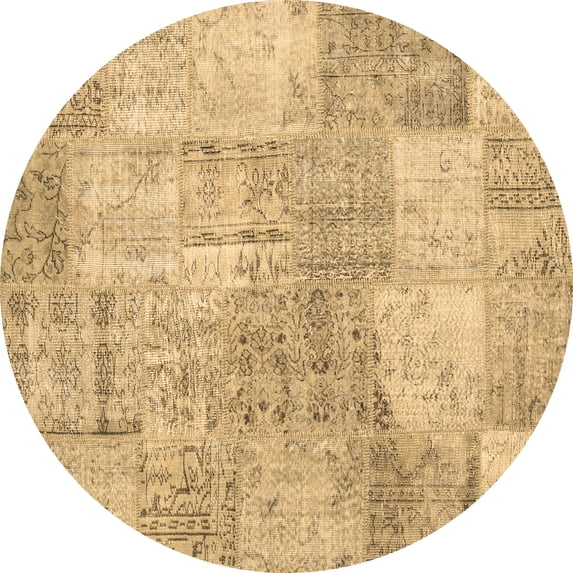 Ahgly Company Indoor Round Patchwork Brown Transitional Area Rugs, 8' Round