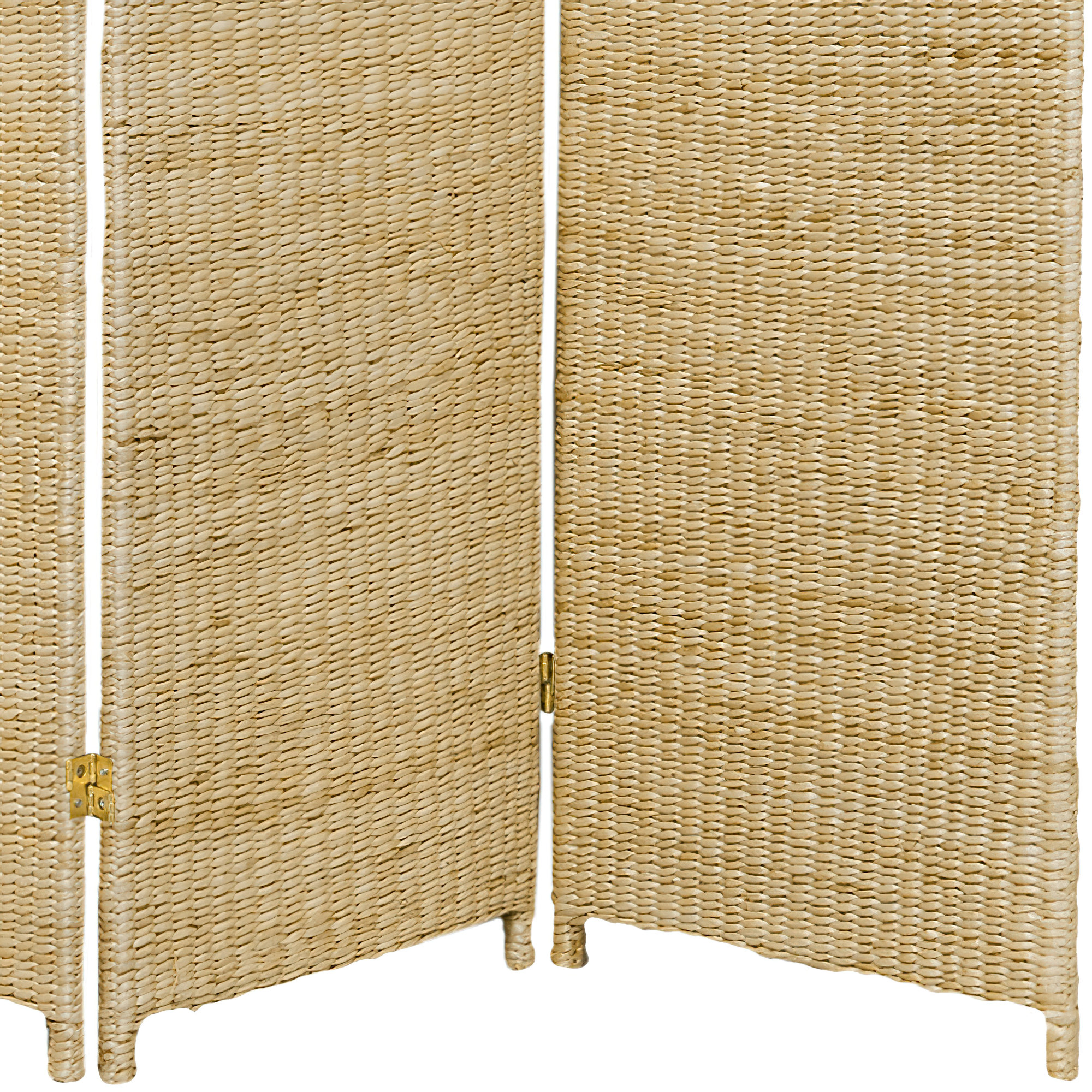 Oriental Furniture 6 ft. Tall Rush Grass Woven Room Divider - 3 Panel - Natural