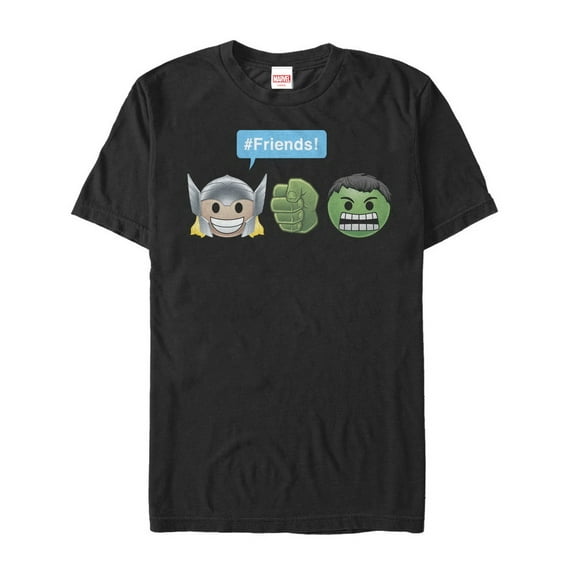 Men's Marvel Thor Hulk Friend Emoticon Graphic Tee Black 4X Large