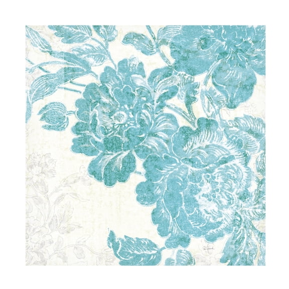 Trademark Fine Art 'Toile Roses V Teal' Canvas Art by Sue Schlabach