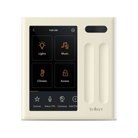Brilliant - Wi-Fi Smart 2-Switch Home Control Panel with Voice Assistant - White