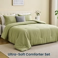 thumbnail image 6 of Sleep Zone 85gsm Luxury Plush Solid Microfiber Comforter Set, All Season Ultra Soft Bedding, King Sage Green, 6 of 10