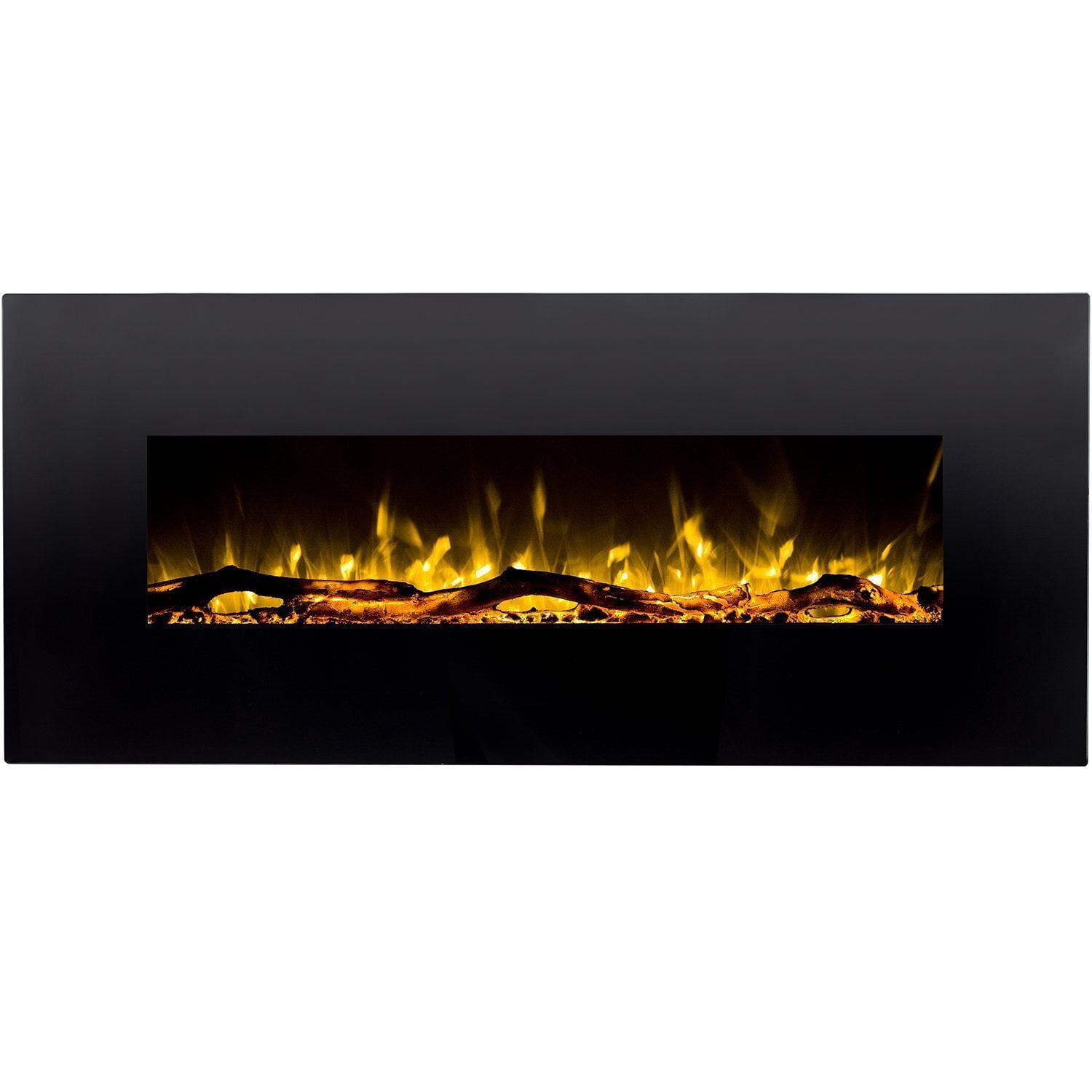 Regal Flame Denali Black 60 Log, Pebble, Crystal, 3 Color Heater Electric Wall Mounted Fireplace Better Than Wood Fireplaces, Ga
