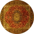 thumbnail image 1 of Ahgly Company Machine Washable Indoor Round Medallion Yellow Traditional Area Rugs, 7' Round, 1 of 4