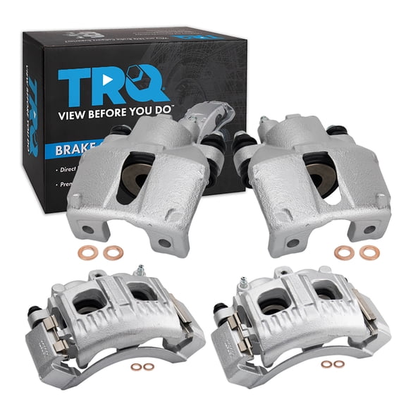 TRQ Front and Rear Brake Caliper Set Zinc Coated Brackets Fits 1997-2002 Ford Expedition 1999-2004 F 150 1997-1999 F 250 1998-2002 Lincoln Navigator