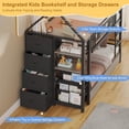thumbnail image 5 of Twin Bunk Bed with 6 Storage Drawers and Globe String Lights, House Shaped Metal Bunk Bed Twin Over Twin with Charging Stations&Montessori Bookshelf&Open Shelf&Ladder and Guardrail, Black, 5 of 10