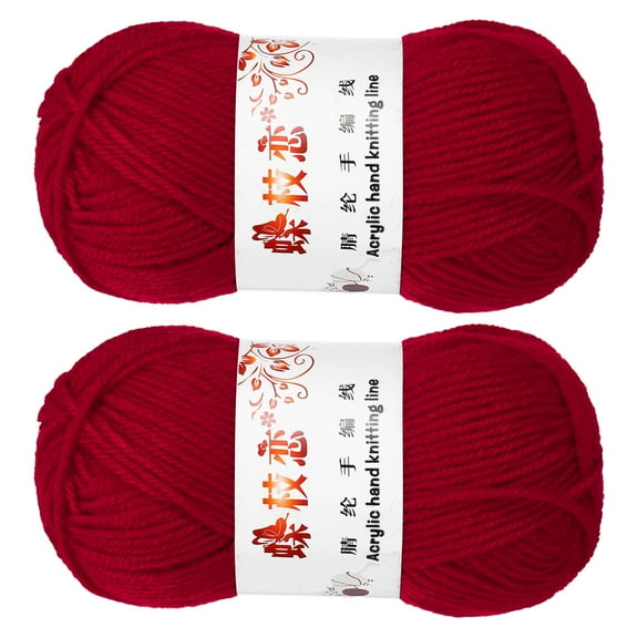 2PCS Crocheting Yarn,Red 4 Ply Acrylic Yarn 100g,197 Yards