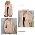 thumbnail image 4 of Chaqueta de traje para mujer, cuello en V, manga larga, bolsillos falsos, botón, chaqueta de traje informal para mujer, albaricoque M, 4 of 5