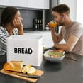 thumbnail image 7 of Granrosi 10" Tall Metal Bread Box Storage Container with Bamboo Lid, White, 7 of 7