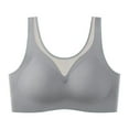 thumbnail image 5 of Gymayou Women Thin Breathable Seamless Wireless Bra V Mesh Beauty Back Fixed Molded Cup Vest Style Lingerie Sleep Bras Grey L, 5 of 9