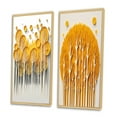 thumbnail image 3 of Designart "Quill Minimalism Yellow Trees in the Forest III" Landscape Trees Framed Wall Art Set Of 2 - Traditional Yellow Gallery Wall Frame Set For Home Decor, 3 of 6