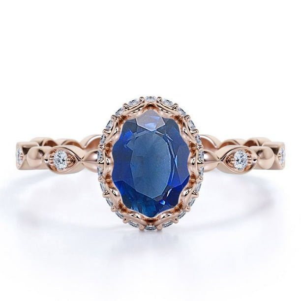 JeenMata Anillo de Compromiso Bohemio de Moissanita de Corte Redondo de 0,50 Quilates Anillo de Promesa de Moissanita Vintage: Oro Negro de 18 K sobre Plata