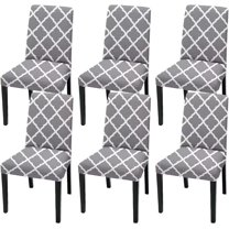 6 Pcs Gray Plaid Dining Room Chair Covers, Parson Chair Covers,Stretch Chair Covers Chair Covers Protector for DiningRoom,Hotel,Ceremony