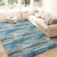 thumbnail image 4 of Janvonne 5x7 Soft Fluffy Area Rugs, Non Slip Floor Mat, Plush Fuzzy Shaggy Floor Rugs for Living Room Bedroom Modern Decor Carpet, Abstract Blue and Yellow, 4 of 8