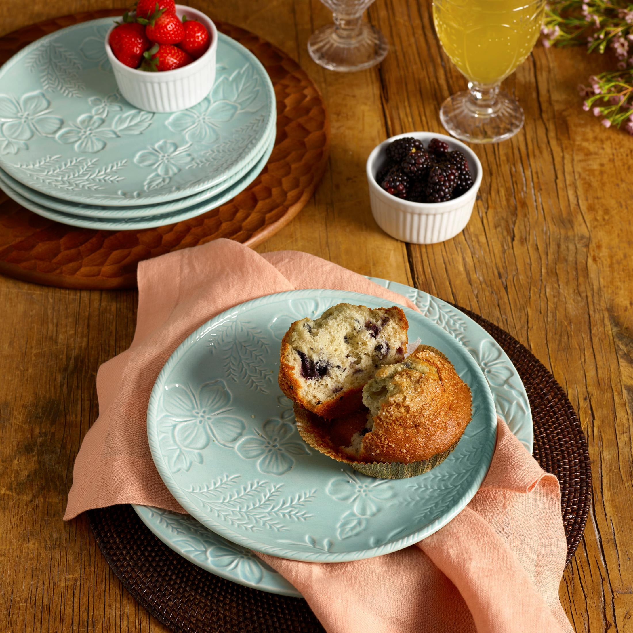 Fitz and Floyd English Garden Mint 9" Round Stoneware Salad Plates (4 Count)