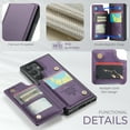 thumbnail image 5 of Dteck for Samsung Galaxy S22 Ultra Case with Card Holder, Magnetic Durable Leather Wallet Case for Women Men with RFID Blocking Kickstand Shockproof Cover for Galaxy S22 Ultra,Purple, 5 of 10
