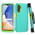 thumbnail image 1 of Aggxpf Galaxy A14 5G Case Screen Protector, Phone Case with Belt-Clip Holster, Military Grade Full Body Protection Case, Green, 1 of 5