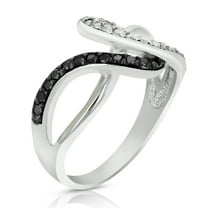 Vir Jewels 0.45 CTTW Black and White Diamond Wave Ring .925 Sterling Silver Rhodium Size 7