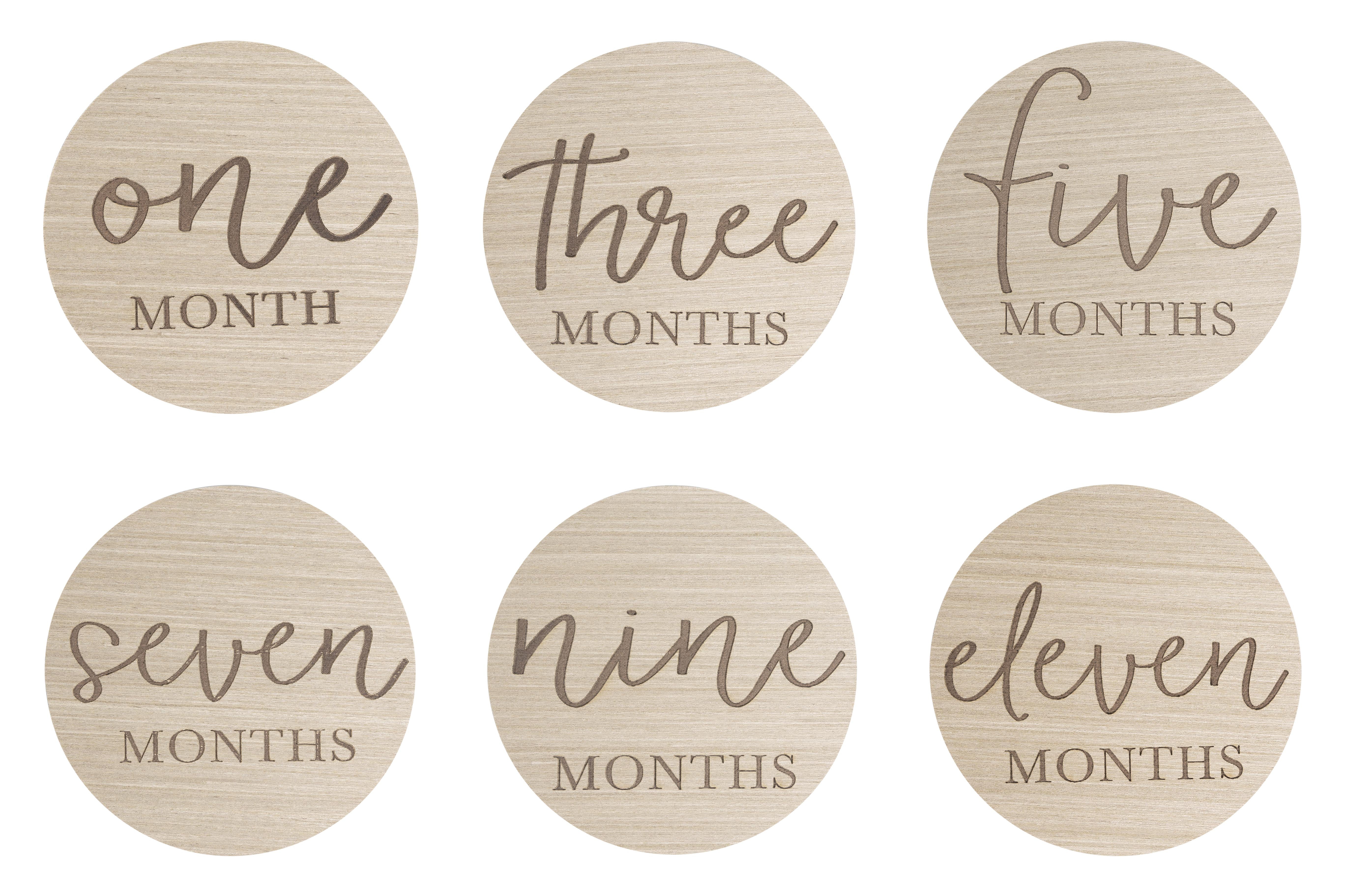 Little Pear Wooden Milestone Photo Cards, Baby Announcement Cards, Double Sided Photo Prop Milestone Discs, Pregnancy Journey Milestone Markers