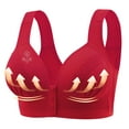 thumbnail image 4 of 3 Pcs Women's Tank Top Bras Wireless Front Closure Lace Comfort Push up Minimizer Bra Breathable Full Coverage Supportive Bralette, Red, 4 of 7