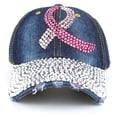 thumbnail image 6 of Pink Ribbon Rhinestone Baseball Hat Breast Cancer Awareness Baseball Hat, 6 of 14