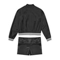 thumbnail image 4 of TiaoBug Kids Boys Girls Jazz Dance Costumes Shiny Metallic Long Sleeves Outerwear And Dance Shorts Sports Set Black 14, 4 of 5