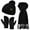 A-Black, variant on 3 Pieces Women Winter Beanie Hat Gloves Scarf Set, Soft Warm Thick Touch Screen Knitted Black