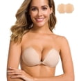 thumbnail image 1 of Sujetador adhesivo sin tirantes, invisible, push up, de silicona, para vestidos sin espalda, con cubre pezones, color piel, 1 of 7