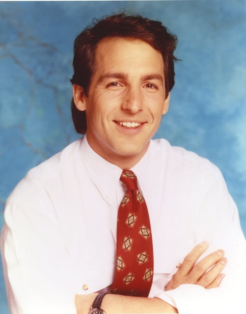 Brian Benben smiling in White Long Sleeves with Printed Necktie
