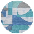 thumbnail image 2 of Addison Rugs Chantille Indoor/Outdoor Transitional Mid Century Teal Washable Round Rug, 8' x 8', 2 of 6