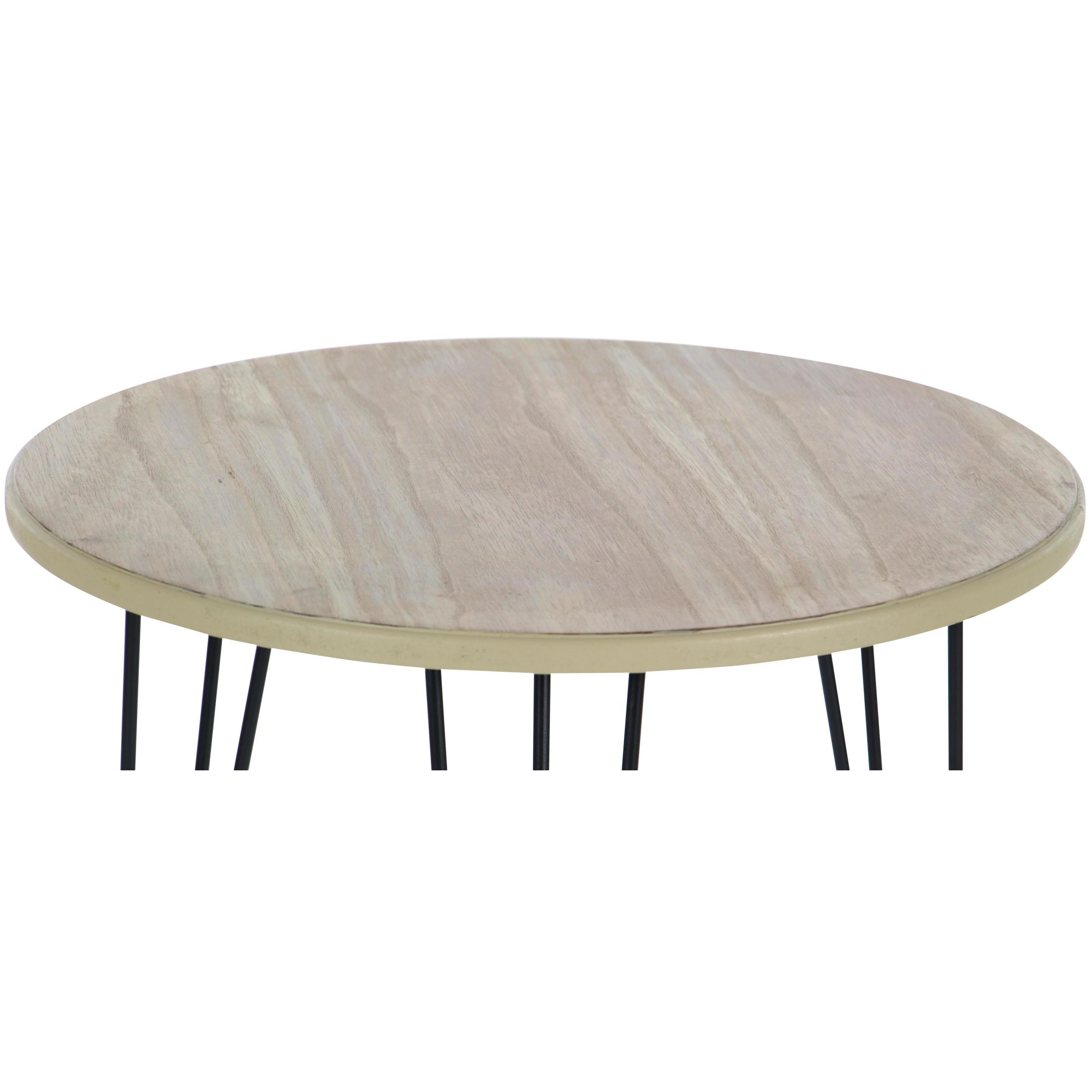 DecMode 18" x 22" Brown Wooden Accent Table with Black Metal Hairpin Legs, 1-Piece