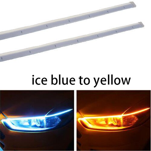 2 piezas por lote, luz de circulación diurna LED DRL para coche, tira impermeable Flexible, faros delanteros para coche, luces de flujo de freno de señal de giro blanca, 12V Tan Jianjun unisex