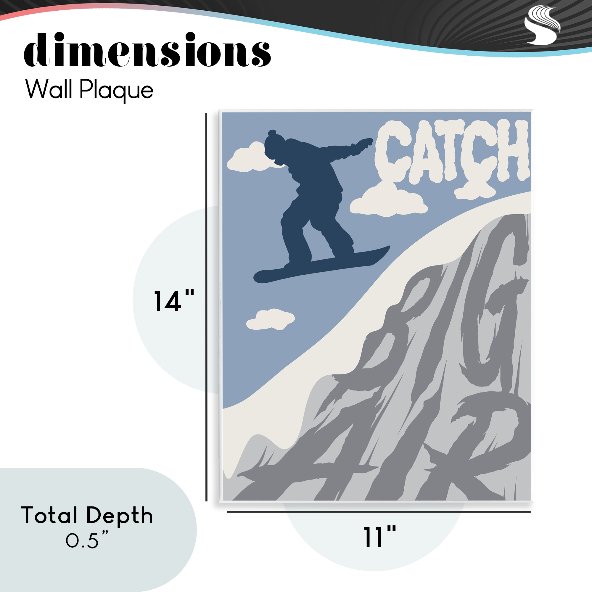 Catch Big Air Snowboard Wall Plaque Art, design by Marcus Prime