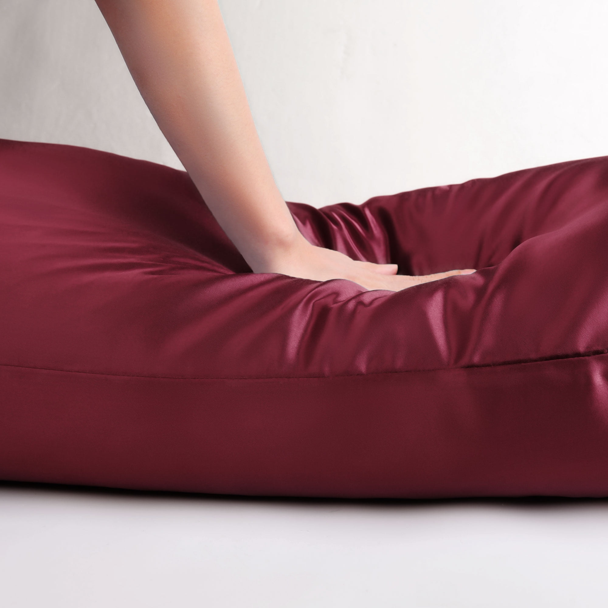 Unique Bargains Zipper Closure 1 PC Satin Body Pillowcases Burgundy 20"x72"