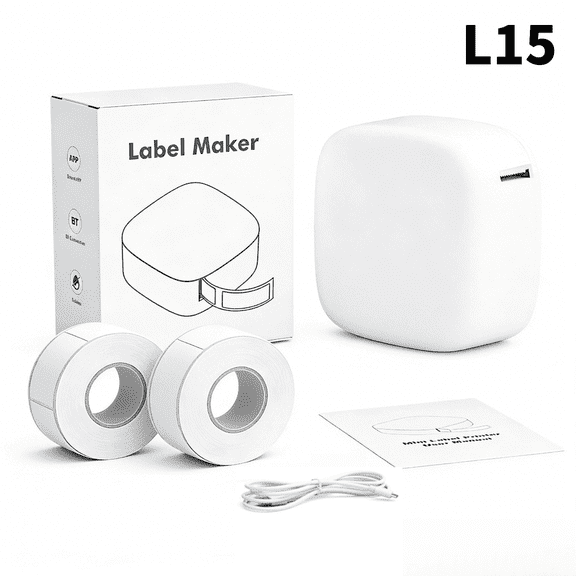 DUANJY Label Maker Machine with Tape, Wireless Small Label Makers,with One 14x30mm Tape, Versatile App for Home Office Organization, Storage & Craft Labeling, White